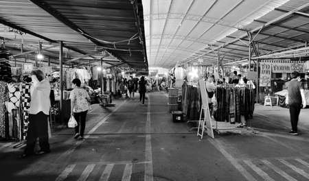 Bangkok, Thailand-04.09.21: Fresh-food market next to office building with few customers after the third phase outbreak announcement in Thailand.のeditorial素材