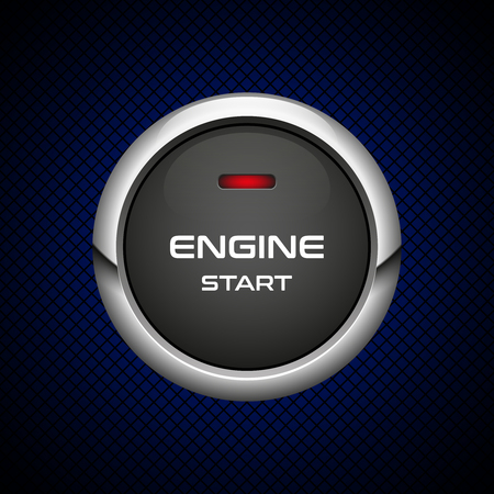Realistic Engine start button on dark background, illustrationのイラスト素材