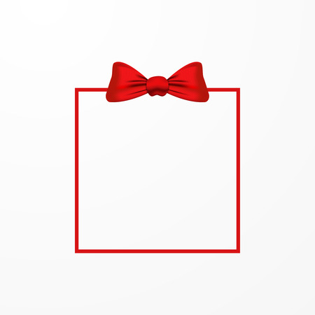 Vector red bow and frame, isolated on white backgroundのイラスト素材