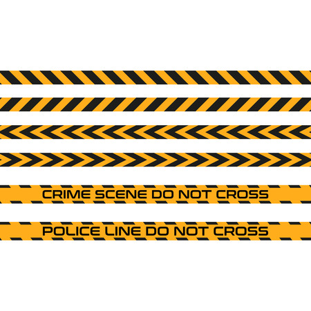 Vector set of seamless tapes, Police Line do not cross. For restriction and dangerous zones, construction site, crime scene, setのイラスト素材