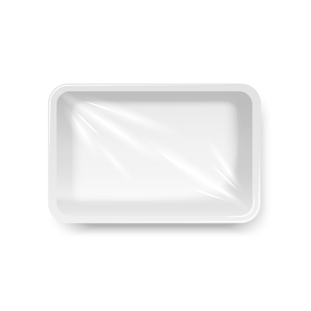 Food container with Stretch wrap, top view, vector template, isolated on whiteのイラスト素材