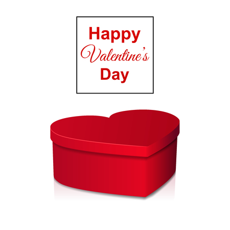 Valentine's day greeting card with heart shaped box, vector illustrationのイラスト素材