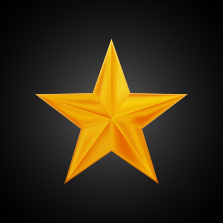 Golden star logo for your design, hand drawing vector illustration on dark backgroundのイラスト素材