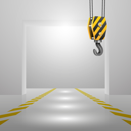 3d industrial room with building hook, vector background designのイラスト素材