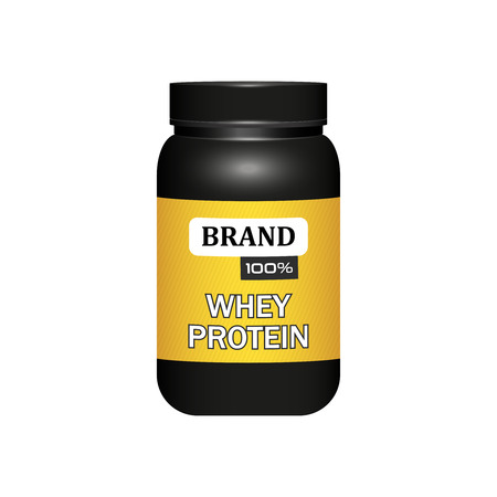 Packaging of Whey Protein design, isolated on white, vector illustrationのイラスト素材