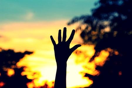 Hand sign silhouetteの写真素材