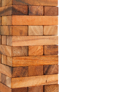 Blocks of wood isolated on white background.の写真素材