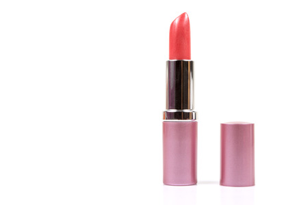 Red lipstick isolated on white with copy space.の写真素材
