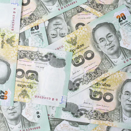 Thai money 20 baht  , thai bank note background.