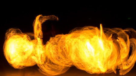 Spin fire show on the beach.