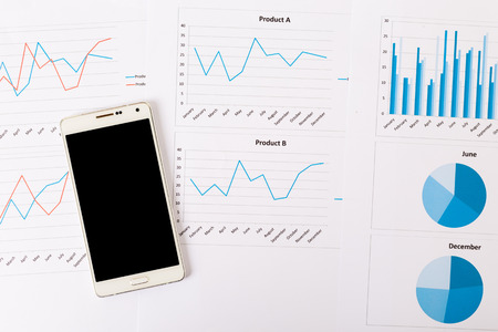 business chart with white mobile.