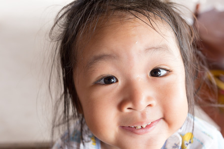 Portrait of young girl having a good time.の写真素材