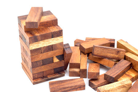 Blocks of wood isolated on white background.
