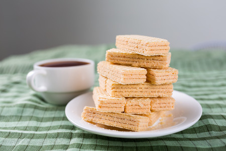 Wafer biscuits served with tea.の写真素材