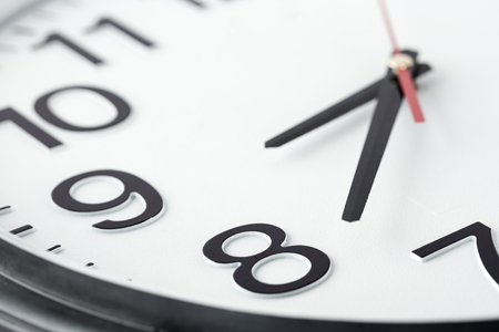 Close up of white clock face,macro.の写真素材