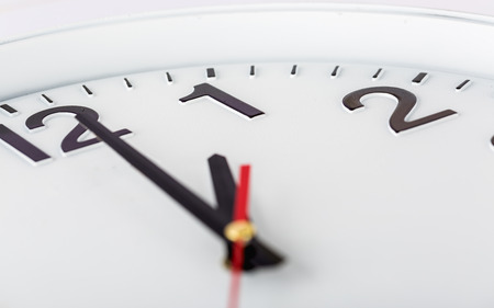 Close up of white clock face,macro.の写真素材