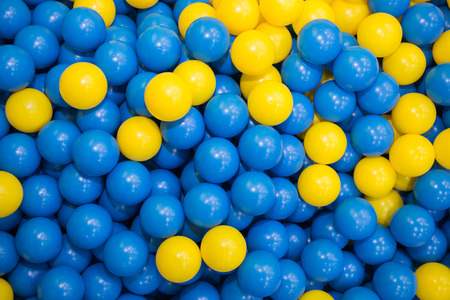 close up of plastic colorful blue ball at the playground.の写真素材