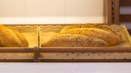 Variety of fresh bread in a supermarket.の写真素材