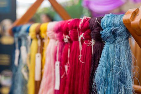 Close up of cotton dye is made from natural ingredients. in Thailandの写真素材