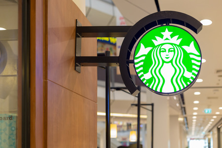 Khon Kaen - 2016 February 20:  Starbucks store in the city centre on February 20, 2016 in Khon Kaen, Thailand. Starbucks is the world's largest coffeehouse with over 20,000 stores in 61 countries.のeditorial素材