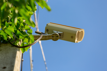 CCTV installment on public electrical pole.