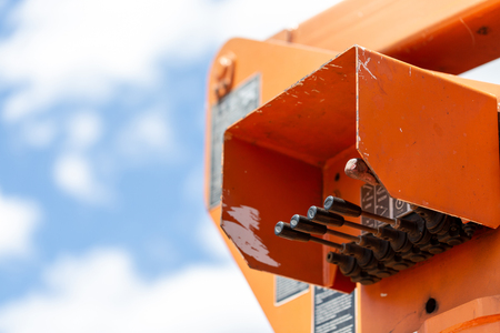 Old crane truck hydraulic control,hydraulic for controlling the functions of the truck equipmentの写真素材