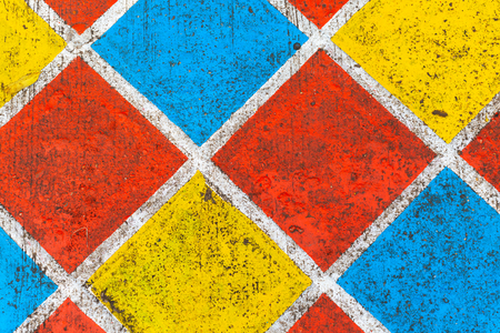 colorful grid pattern wall background and texture.の写真素材