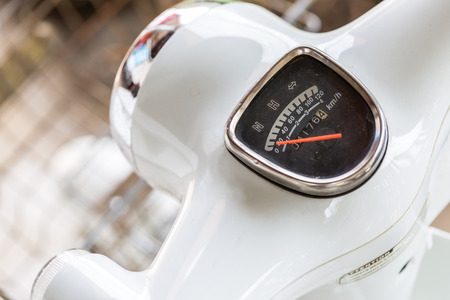 Speedometer on motorcycle dashboard,old Motorcycle dash.の写真素材