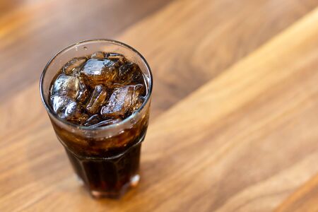 glass of cola with ice with copy-space.の写真素材