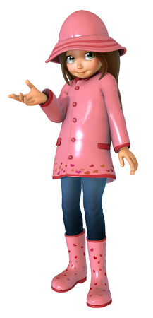 Cute girl In raincoatの写真素材