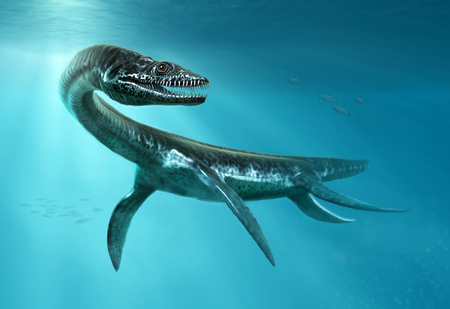 Plesiosaurus scene 3D illustrationの写真素材