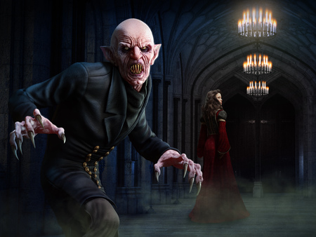 Vampire scene 3D illustrationの写真素材