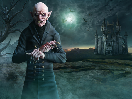 Vampire scene 3D illustrationの写真素材