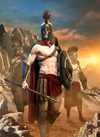 Spartan warrior scene 3D illustrationの写真素材