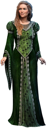 Princess in green dress 3D illustrationの写真素材