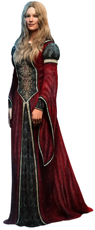 princess in red gown 3D illustrationの写真素材