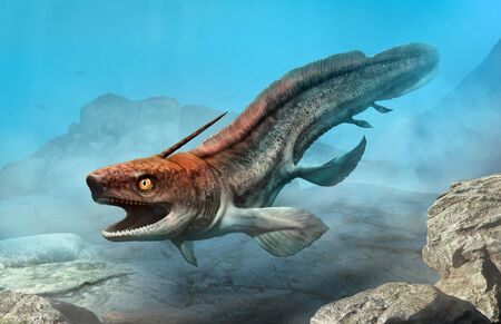 Xenacanthus from the Triassic era 3D illustrationの写真素材