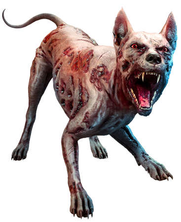 Monstrous Zombie hound 3D illustrationの写真素材