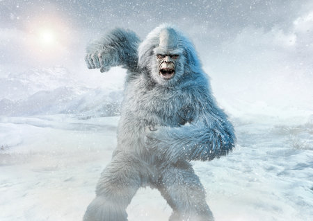 Yeti or abominable snowman 3D illustrationの素材 [FY310188057188]