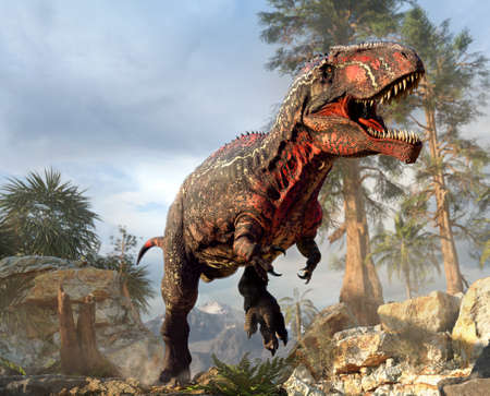 Giganotosaurus from the Cretaceous era 3D illustrationの写真素材