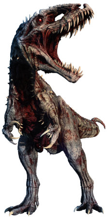 Horror zombie dinosaur 3D illustrationの写真素材