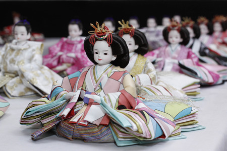 Japan traditional toy displayed showcase at museum in Japanのeditorial素材