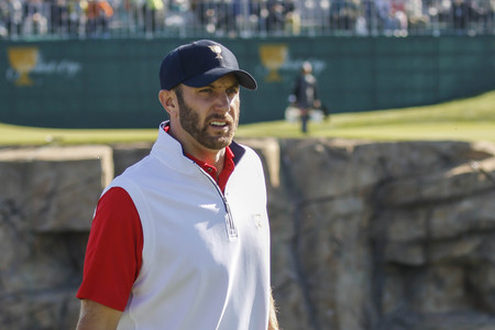 United States Team Player Dustin Johnson action on the 1th fairway during the PGA Presidents Cup...