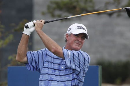 Russ Cochran of USA, 1th hall tees off during the PGA Tour Songdo IBD championship first round at Jack Nicklaus golf club in Incheon, west of Seoul, on Sep 16, 2011, South Korea.のeditorial素材