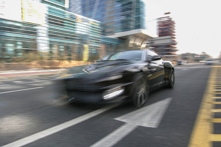 Blurred motion image of cars driving on the road