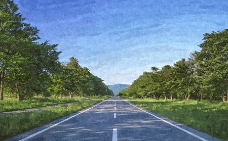 A view of daylight road digital drawing image