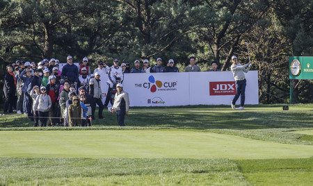 Rafa Cabrera Bello of Spain tee up on the 1th tee ground during an PGA TOUR CJ CUP NINE BRIDGE DAY 4...