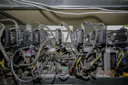 Dec 13, 2017-Bucheon, South Korea-Ethereum digger mining at HEALTH CARE NAVI Factory in Bucheon,...