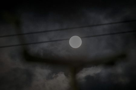 Feb 19, 2019-Sangju, Soth Korea-A Vew of Full Moon show rise on the South Korea sky.のeditorial素材