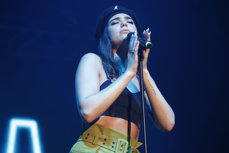 British Singer Dua Lipa performs on the stage during an Pentaport Rock Festival 2017 in Incheon, South Korea.のeditorial素材